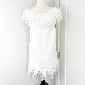 New Merona Medium White Lace Off Shoulder Midi Dress